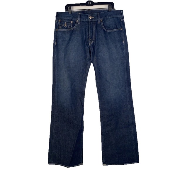 TRUE RELIGION BILLY BOOTCUT JEANS Mens 36x34 USA Made DARK Auburn Fine Stitching